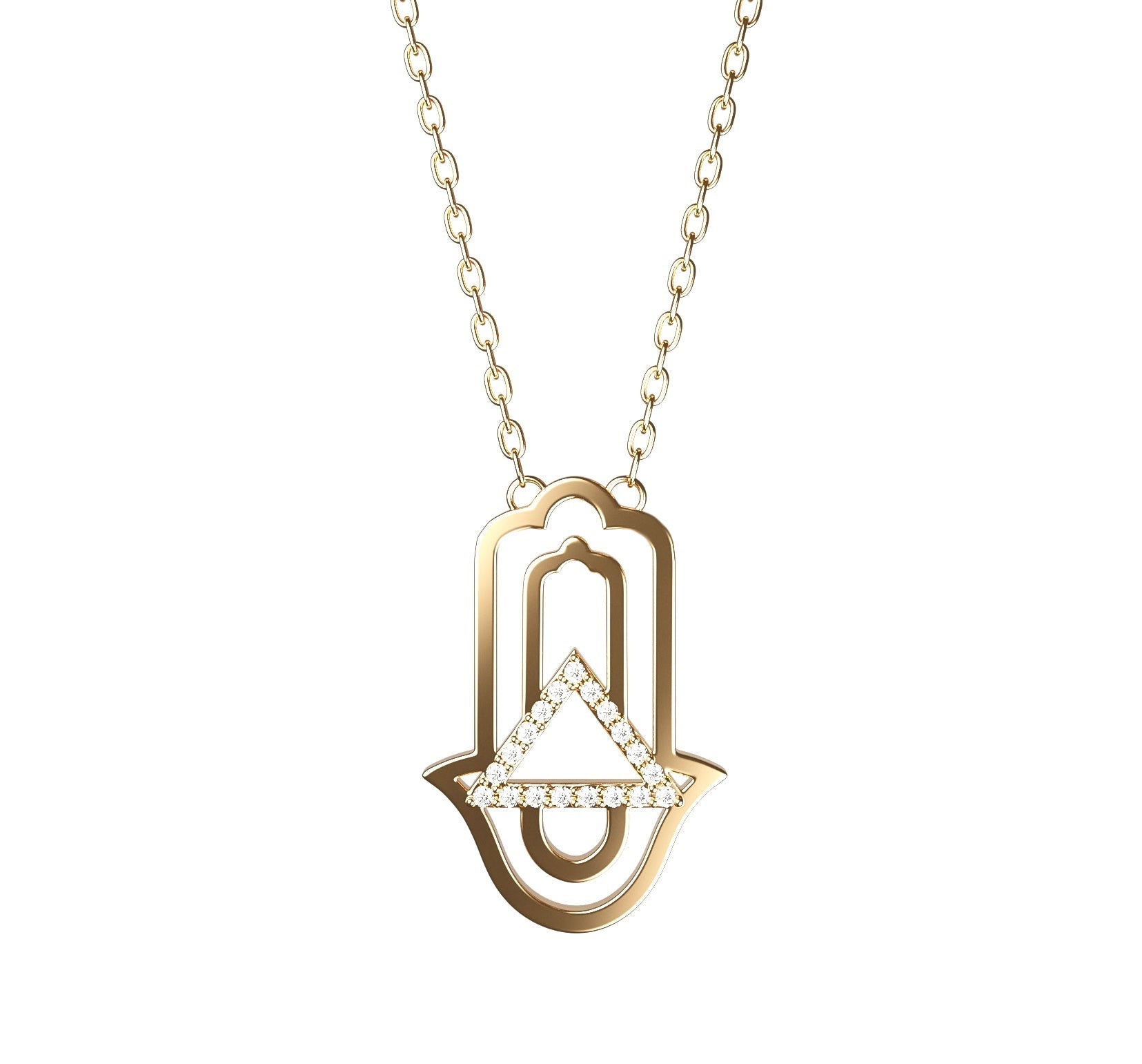 bijou talisman Force de Manoyas en or recyclé, main de Fatma stylisée