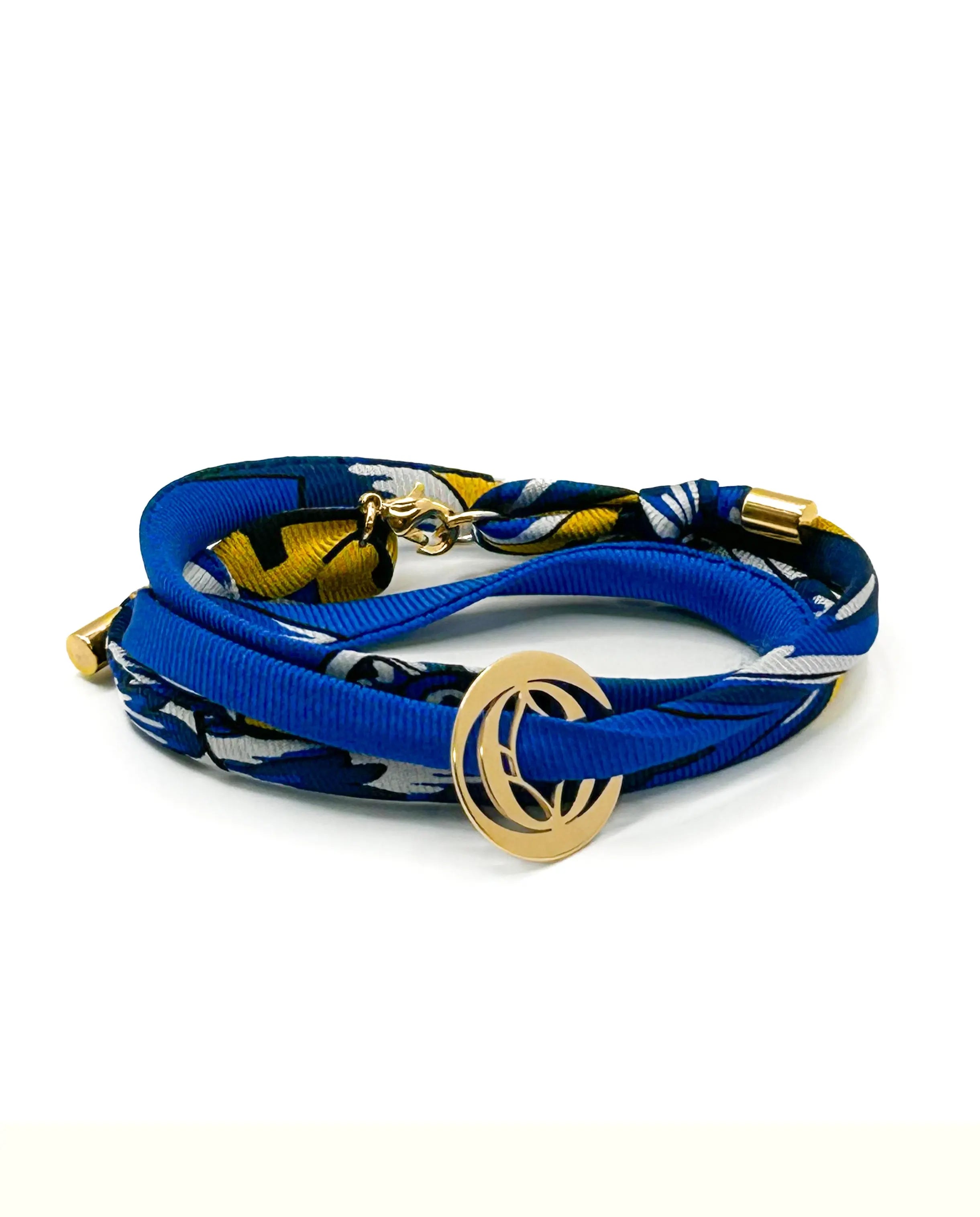 Bracelet talisman Éclat Méditerranée – Joie & Lumière intérieure - Lotus or 18k et soie - MANOYAS