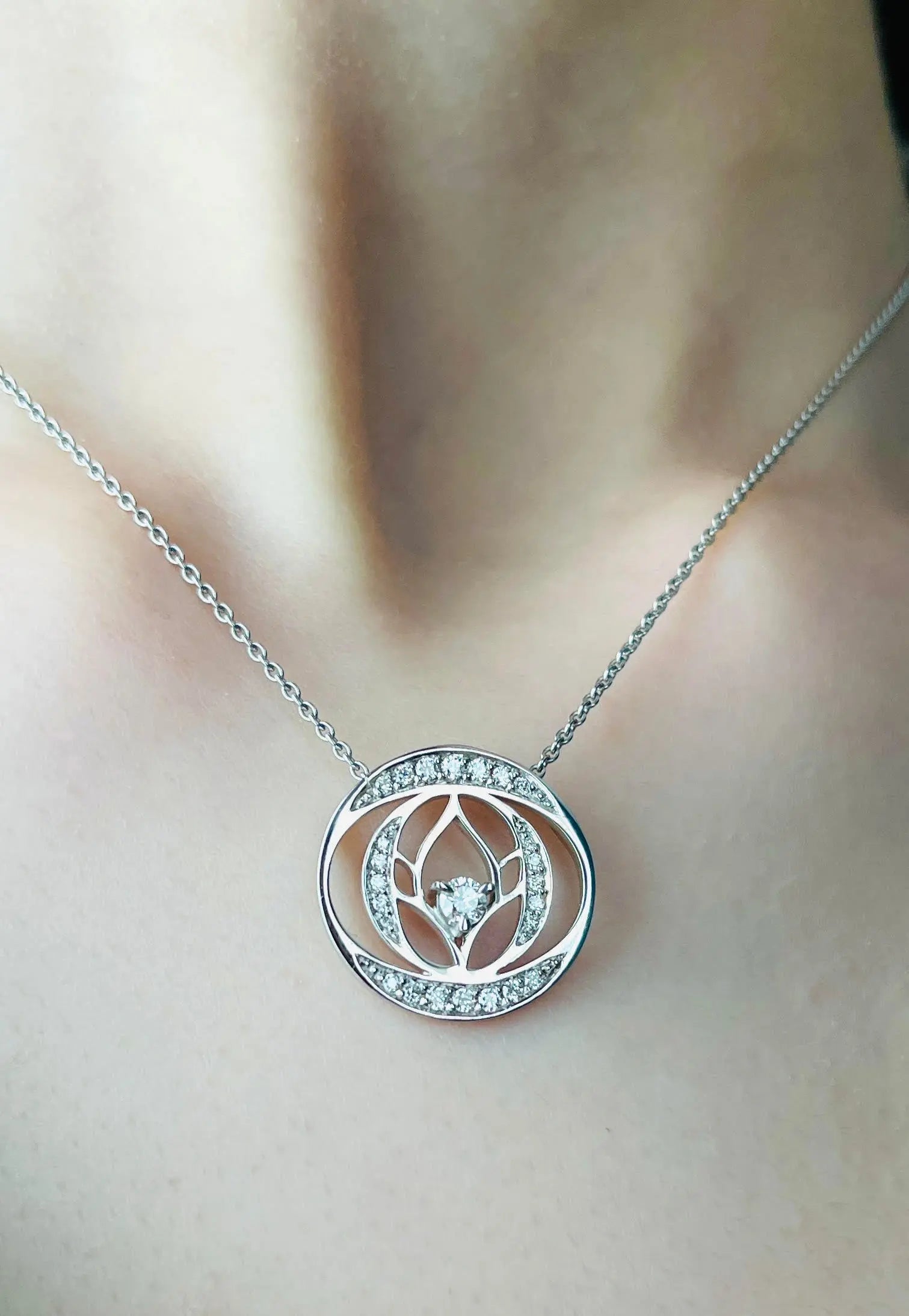 Pendentif Audace or blanc et diamants - MANOYAS