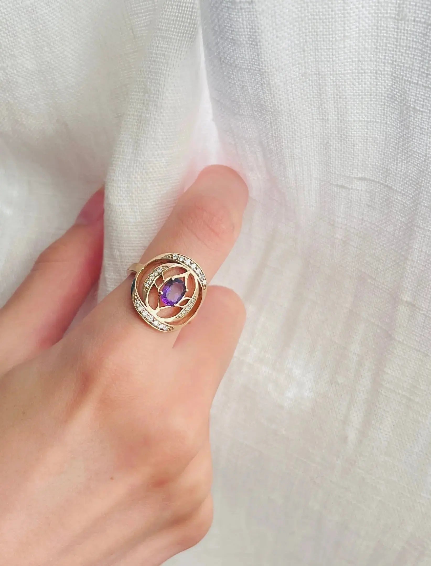 Bague Sagesse or rose, diamants et améthyste - MANOYAS
