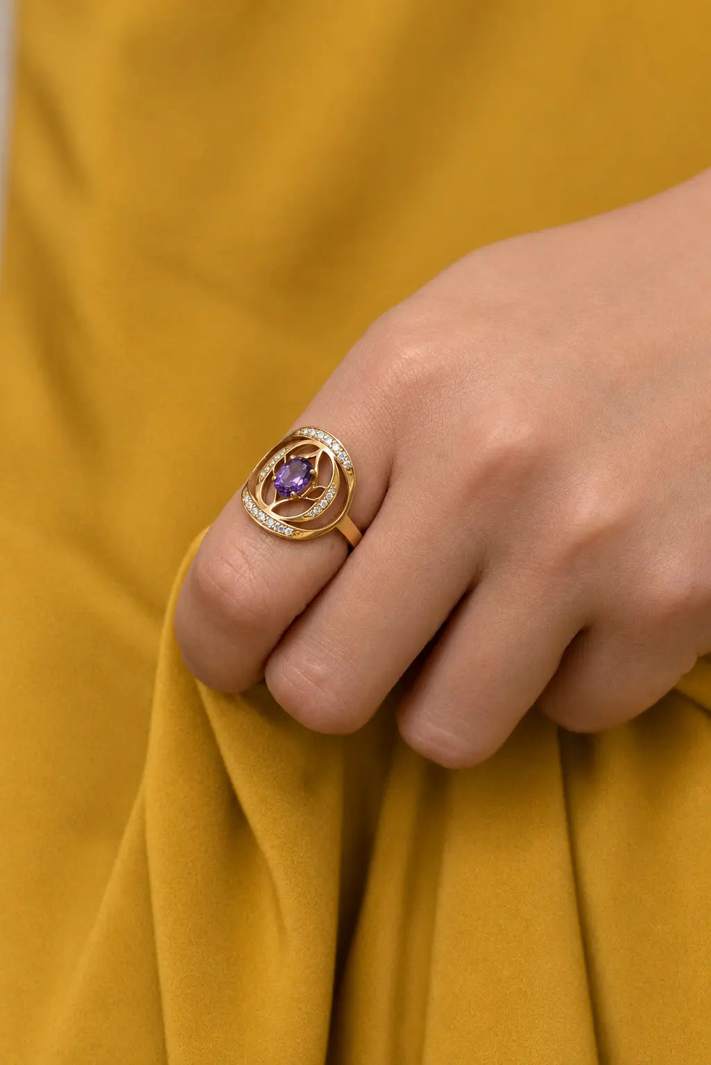 Bague Sagesse Améthyste Diamants Or Rose 18 carats - MANOYAS