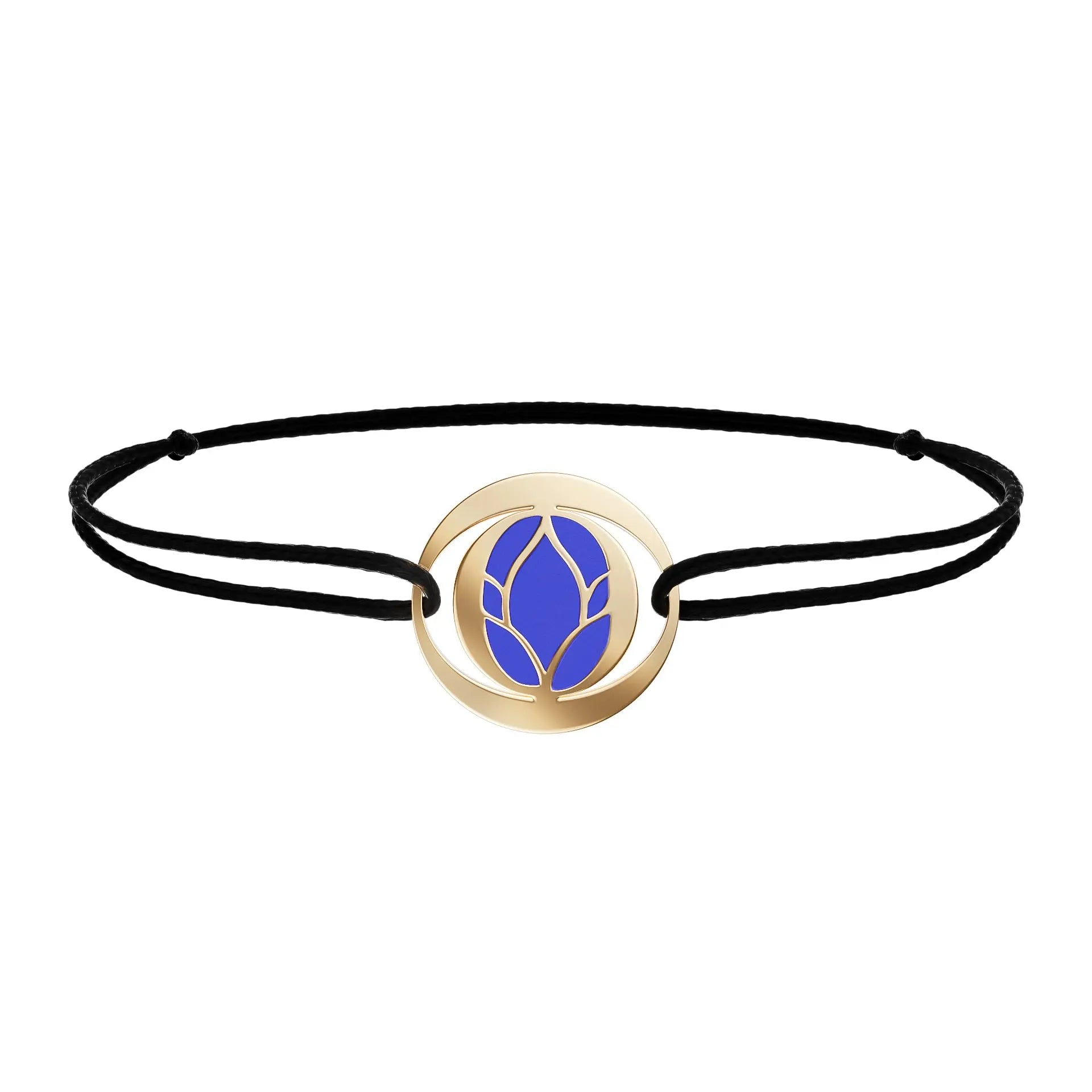 Bracelet sur cordon Lotus bleu : Élégance et Spiritualité en Or 18 carats et céramique - MANOYAS