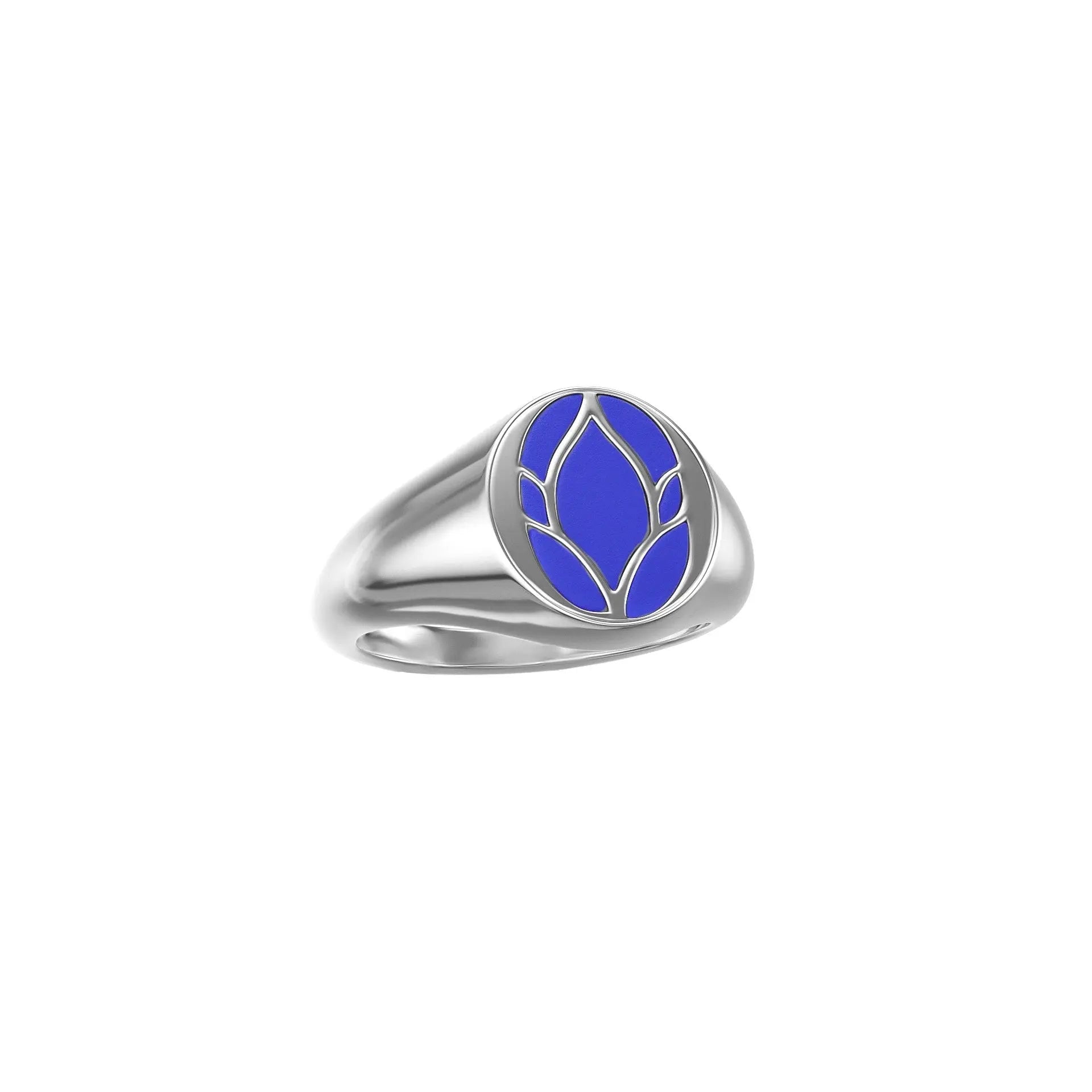 Chevalière Lotus Bleu : talisman puissant en Or 18 carats et céramique - MANOYAS