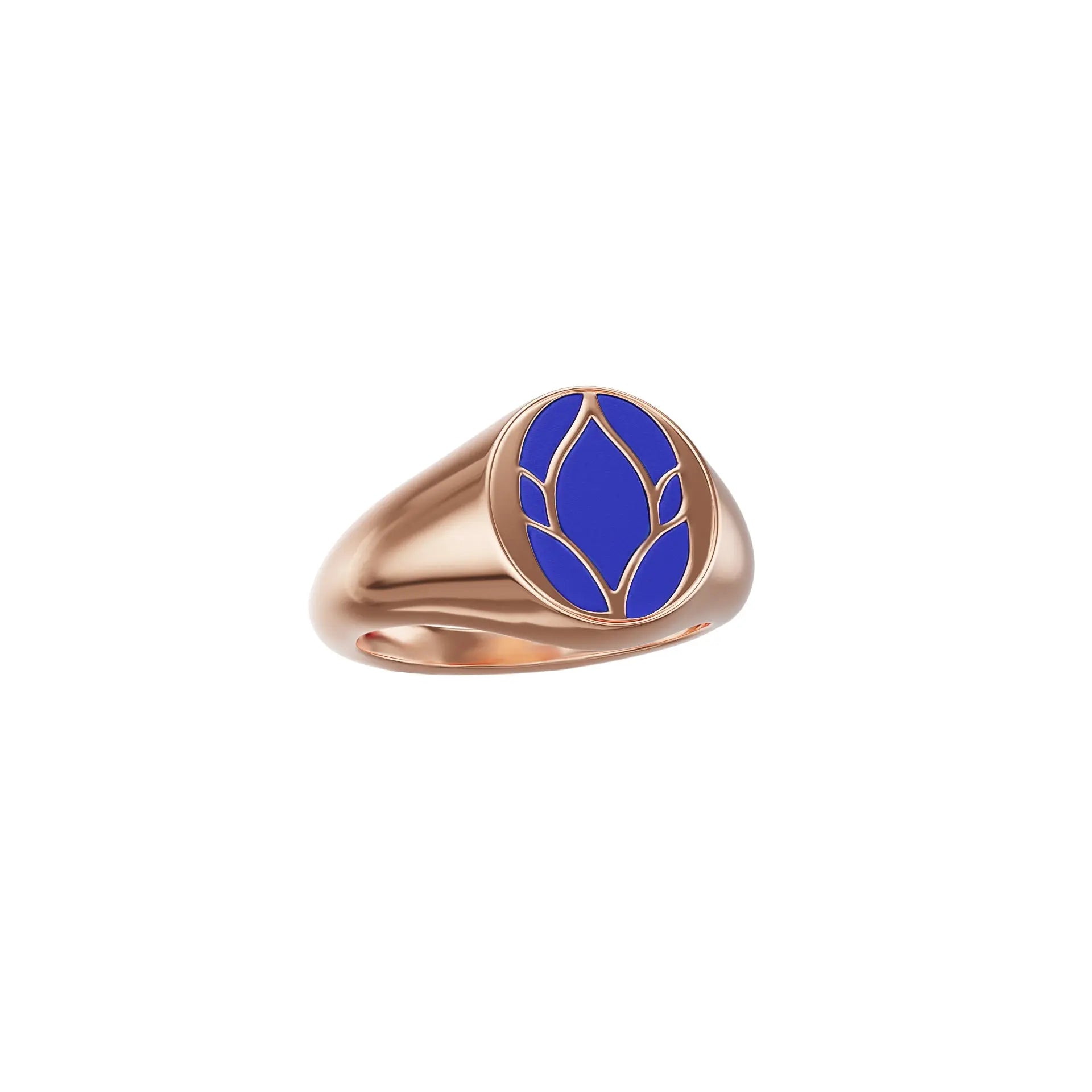Chevalière Lotus Bleu : talisman puissant en Or 18 carats et céramique - MANOYAS